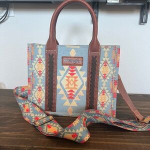 Wrangler Ladies Southwestern Small Canvas Crossbody Tote Bag